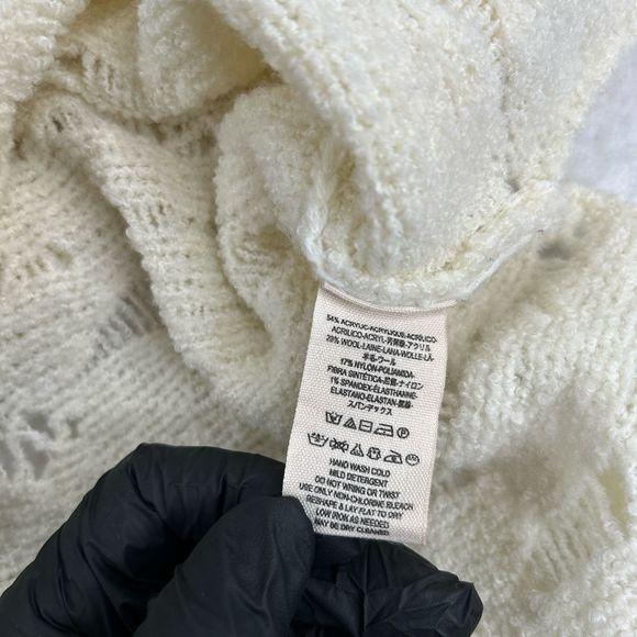 Free People Sweater Dress Tunic Womens Sz M Ivory Distressed Open Knit Bohemian - Picture 13 of 16